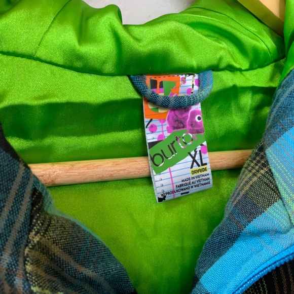 BURTON Starr Plaid Hooded Vest, Women's XL DryRide Aqua Lime  Zip Hoodie - Picture 2 of 16